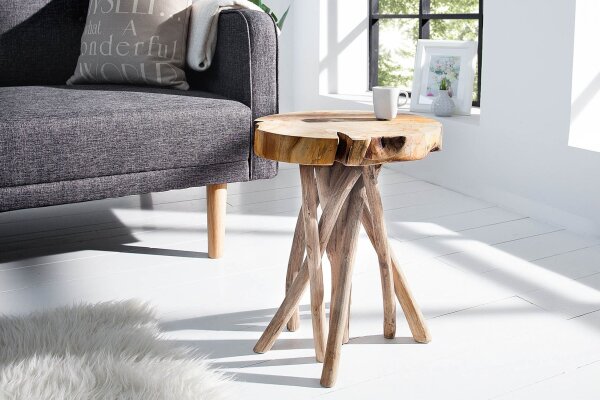 Table dappoint en teck naturel 45x40 cm artisanale