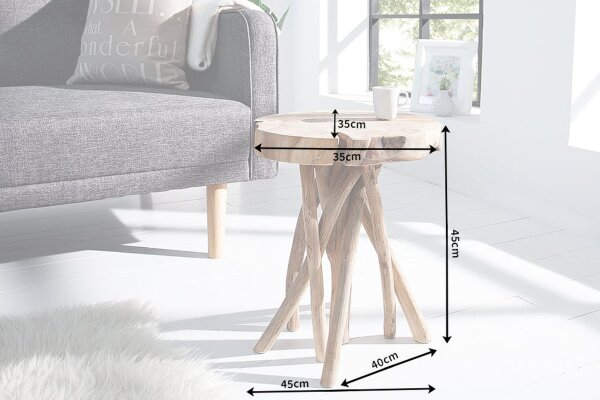 Table dappoint en teck naturel 45x40 cm artisanale