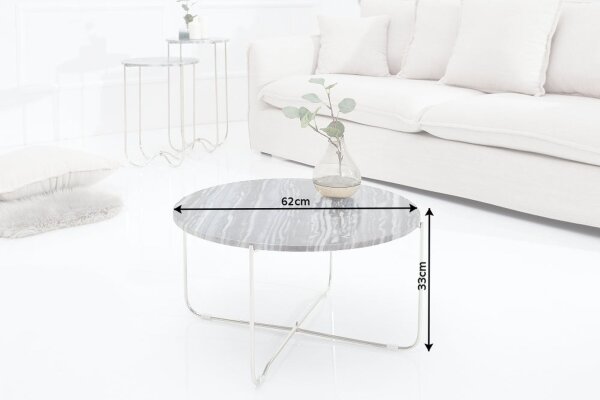Table basse en marbre métal gris argenté 62 x 62 cm