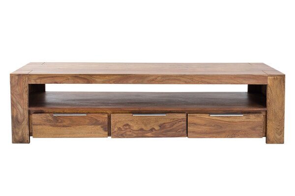 TV Lowboard bois Sheesham largeur 170 cm tiroirs grand compartiment