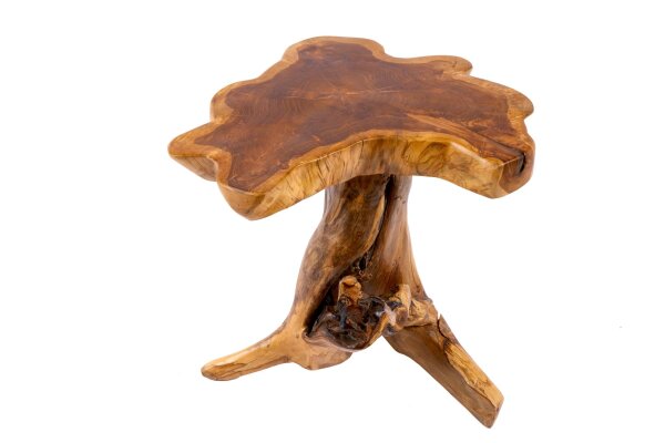 Table dappoint en teck Rondelle darbre 50x50 cm artisanale