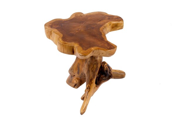 Table dappoint en teck Rondelle darbre 50x50 cm artisanale