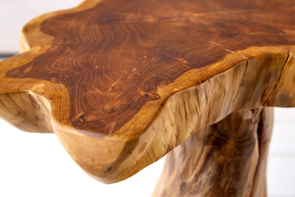 Table dappoint en teck Rondelle darbre 50x50 cm artisanale