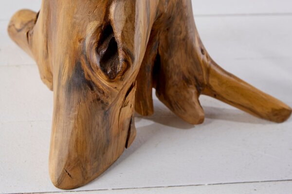 Table dappoint en teck Rondelle darbre 50x50 cm artisanale