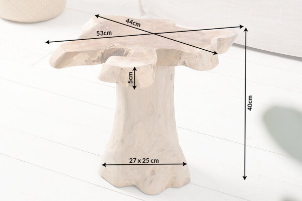 Table dappoint en teck Rondelle darbre 50x50 cm artisanale