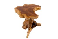Table dappoint en teck Rondelle darbre 50x50 cm artisanale