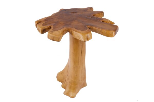 Table dappoint en teck 50x50 cm travail manuel tranche darbre