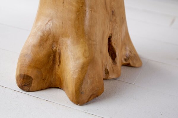 Table dappoint en teck 50x50 cm travail manuel tranche darbre