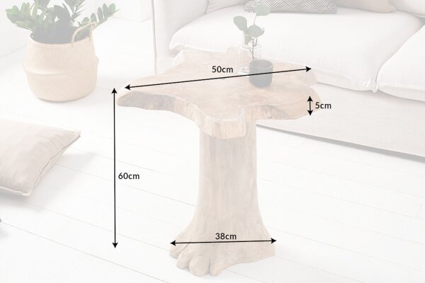 Table dappoint en teck 50x50 cm travail manuel tranche darbre