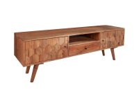 TV Lowboard en acacia, largeur 140 cm, façades 3D...