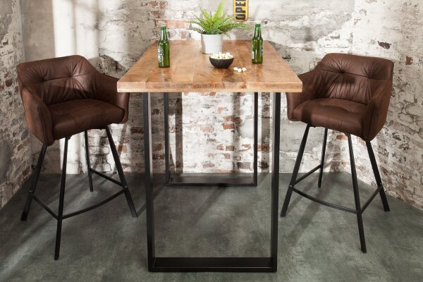 Table de bar bois mangue métal 120 x 80 cm piètement traîneau
