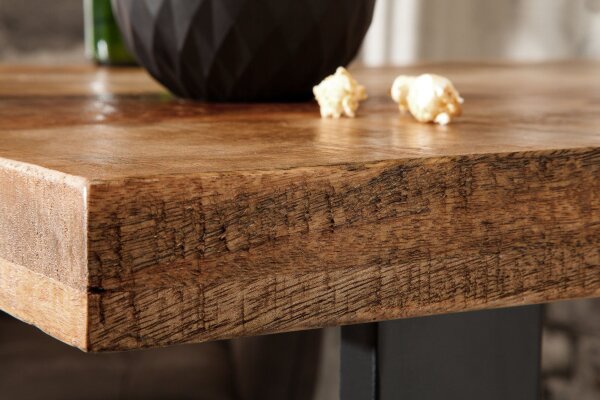 Table de bar bois mangue métal 120 x 80 cm piètement traîneau