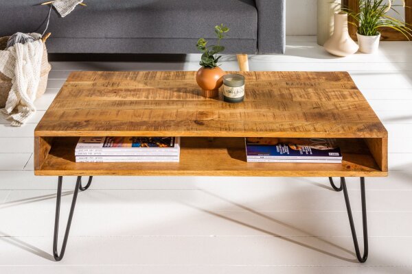 Table basse mangue bois métal 100 x 50 cm
