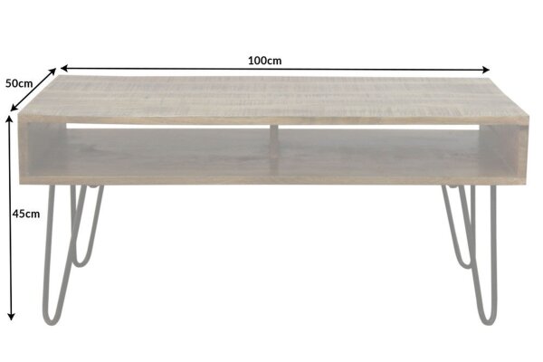 Table basse mangue bois métal 100 x 50 cm