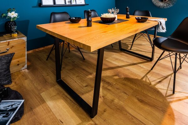 Table de salle à manger 160 x 90 cm piétement traîneau design industriel
