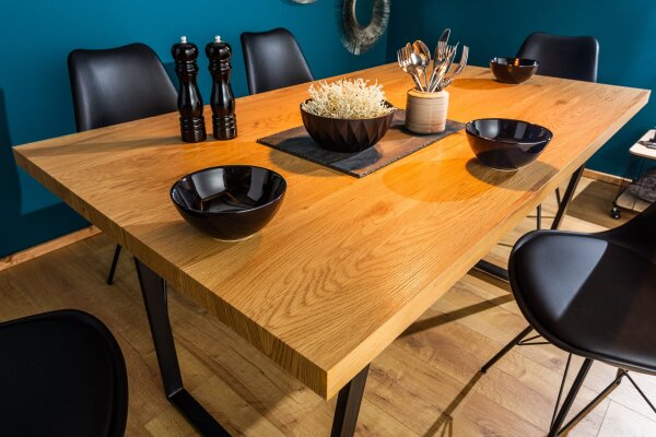 Table de salle à manger 160 x 90 cm piétement traîneau design industriel