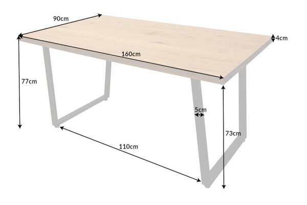 Table de salle à manger 160 x 90 cm piétement traîneau design industriel