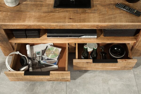 TV Lowboard 130 cm de large Bois massif fait main Moderne