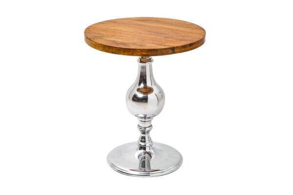 Table dappoint mangue bois aluminium en chrome naturel 51x51 cm