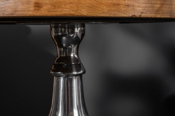 Table dappoint mangue bois aluminium en chrome naturel 51x51 cm