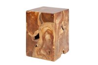 Table dappoint en teck rondelles darbre 30x30 cm artisanales