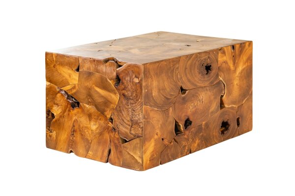 Table basse en teck naturel 90 x 60 cm artisanale