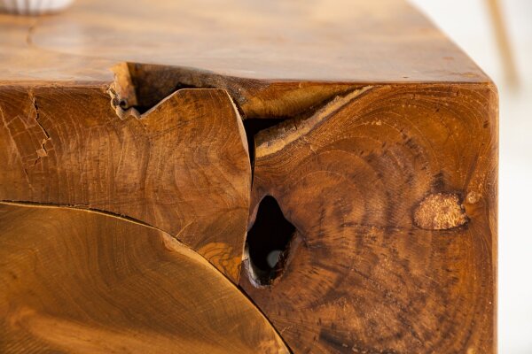 Table basse en teck naturel 90 x 60 cm artisanale