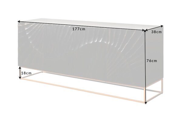 Sideboard noir or 177 x 76 cm fait main grand bois métal