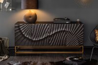 Sideboard noir or 177 x 76 cm fait main grand bois...