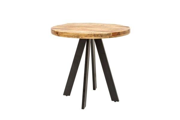 Table à manger mangue bois métal 80 x 80 cm ronde