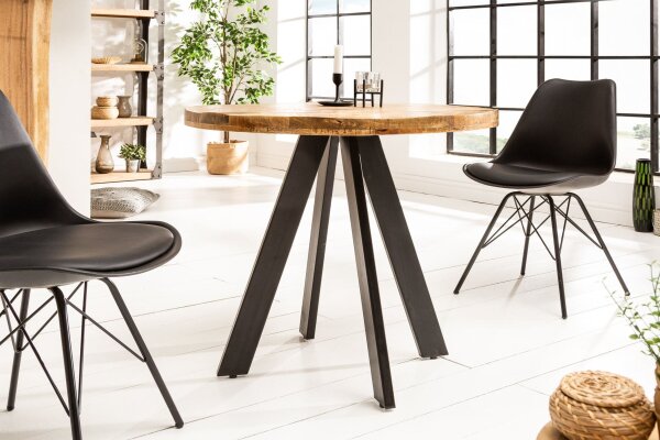 Table à manger mangue bois métal 80 x 80 cm ronde