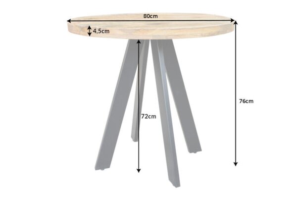 Table à manger mangue bois métal 80 x 80 cm ronde