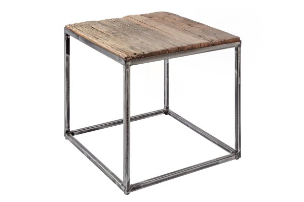 Table dappoint Bois recyclé Métal 40x40 cm Artisanat