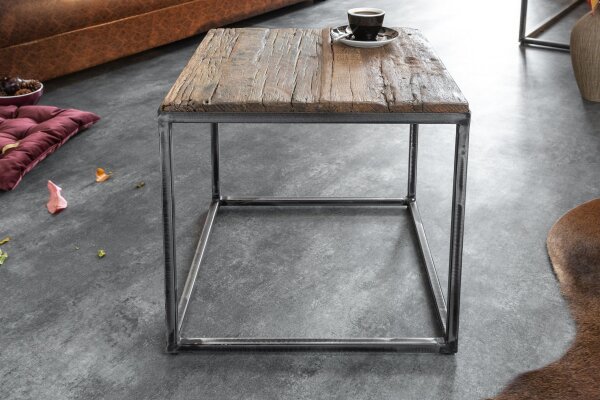 Table dappoint Bois recyclé Métal 40x40 cm Artisanat