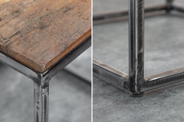 Table dappoint Bois recyclé Métal 40x40 cm Artisanat