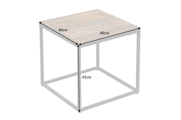 Table dappoint Bois recyclé Métal 40x40 cm Artisanat
