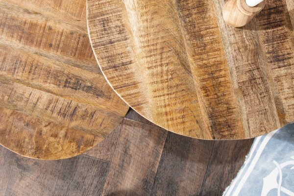 Set de 2 tables dappoint rondes en bois de manguier et métal