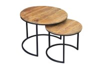 Set de 2 tables dappoint rondes en bois de manguier et...