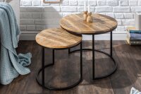 Set de 2 tables dappoint rondes en bois de manguier et...