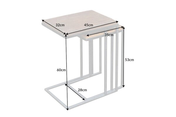 Set de 2 tables dappoint en bois recyclé et en métal, fabrication artisanale
