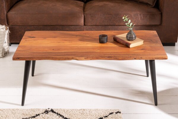 Table basse en acacia métal 110 x 60 cm Retro
