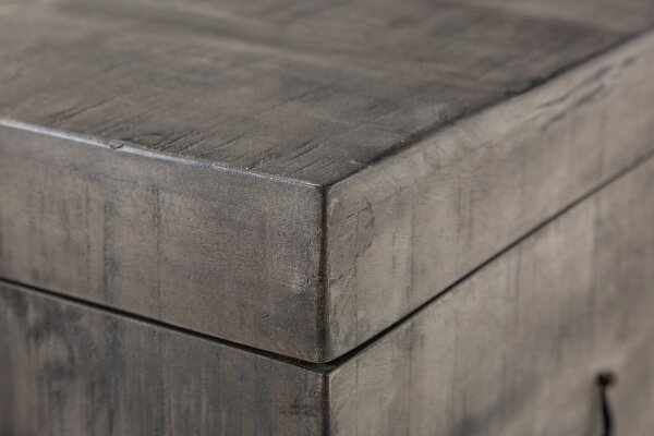 Banc coffre en bois dacacia métal gris noir 115x35 cm