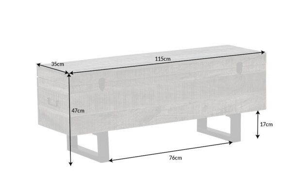 Banc coffre en bois dacacia métal gris noir 115x35 cm