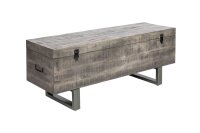 Banc coffre en bois dacacia métal gris noir 115x35 cm