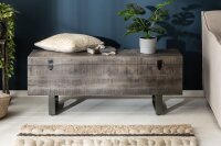 Banc coffre en bois dacacia métal gris noir 115x35 cm