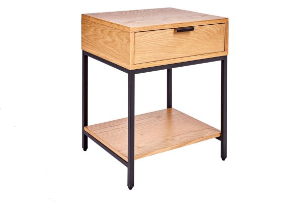 Table de nuit avec tiroir Placage bois véritable Métal