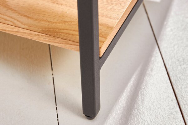 Table de nuit avec tiroir Placage bois véritable Métal