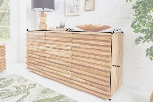 Buffet en bois largeur 160 cm H : 75 cm 3D Portes Moderne