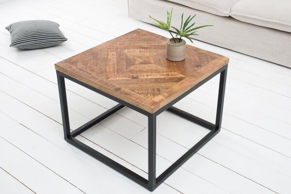 Table dappoint mangue bois métal 60 x 60 cm