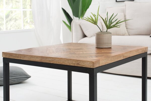 Table dappoint mangue bois métal 60 x 60 cm